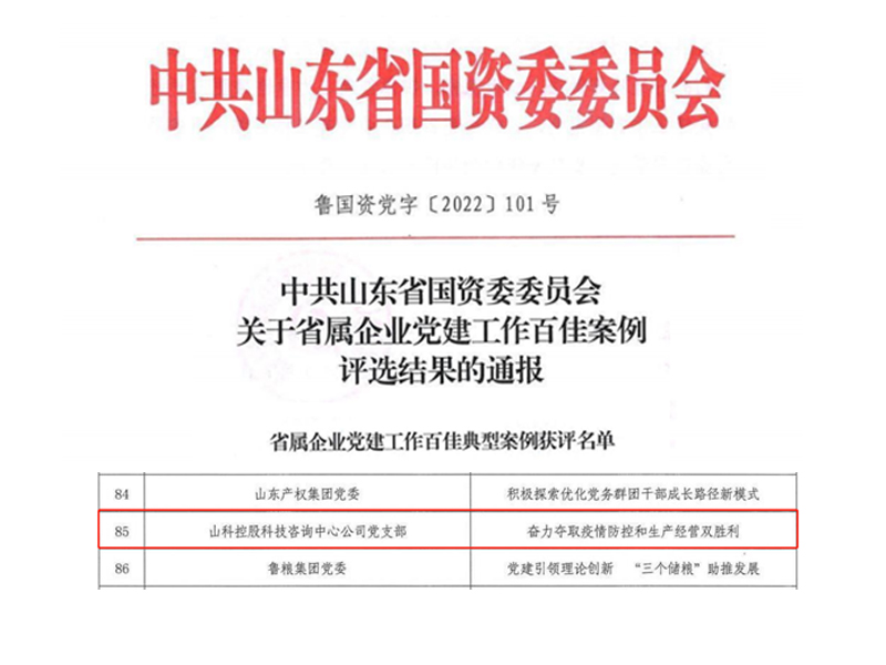 公司黨建工作案例獲評“省屬企業(yè)黨建工作百佳案例”